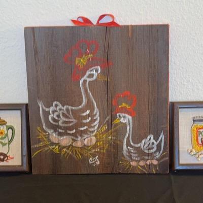 Vintage Is Handcrafted Ducks Plaque And Creative Circle Kit Donuts And Popcorn