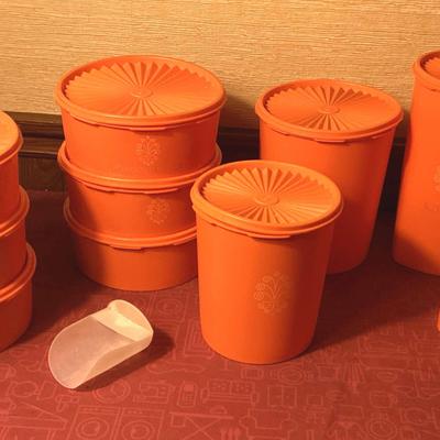 Vintage Orange Tupperware Canisters