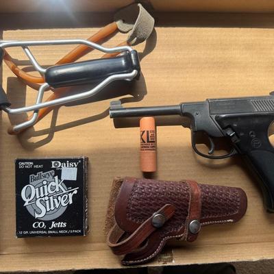 Healthways Plainsman CO2 BB Pistol, Trumark Slingshot