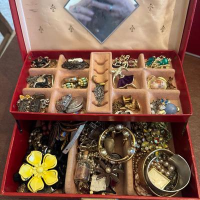 Vintage Jewerly Box Filled With Vintage Jewerly 