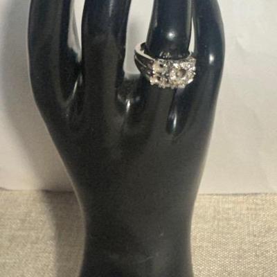 14k White Gold Wedding Ring W/ Small Diamonds (Main Diamonds Have Been Removed)