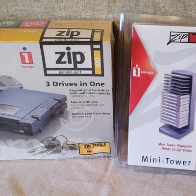 NEW In Box Iomega Zip Drive And (Opened) Zip 100MB Disks & Tower