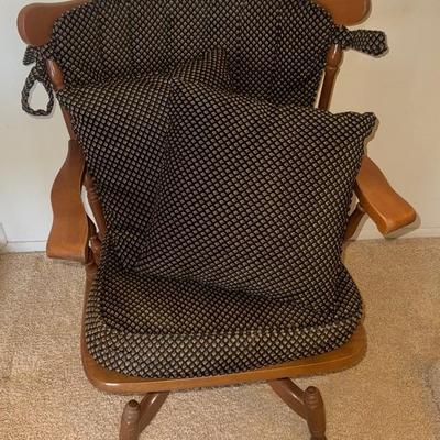 Vintage Wooden Swivel Chair  (W/ 2 Pillows)