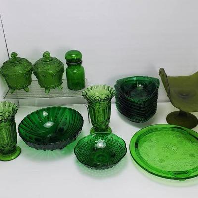 Vintage Green Depression Glass 