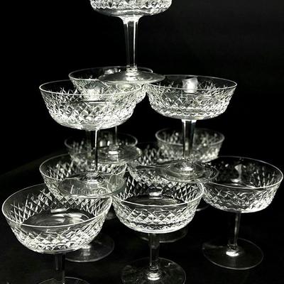 Waterford Crystal Alana Champagne Coupes / Tall Sherbet Glasses, 4" – Set of 11