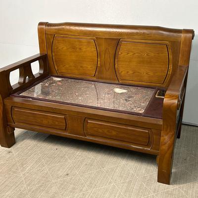 Asian Style Therapeutic Heated Stone Seat Wood Frame Sofa - Heavy! 54x32x37