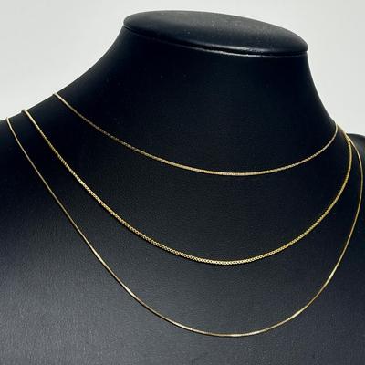 14k Gold Chain Necklaces (3) - 15.5,17.5,18.5 L - (Missing Clasps)
