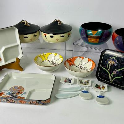 Japanese Kokeshi Bento Boxes, Sushi Plates, Chopstick Rests & More