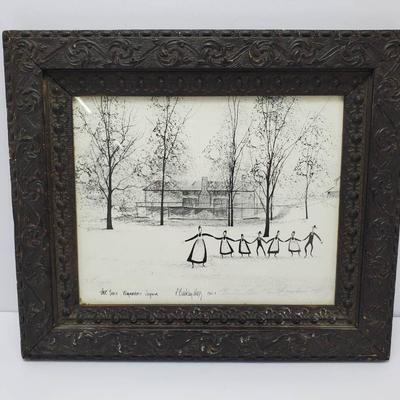 P. Buckley Moss Signed Limited Edition Print – The Barn, Waynesville, Virginia, 1982, Framed 14x12"