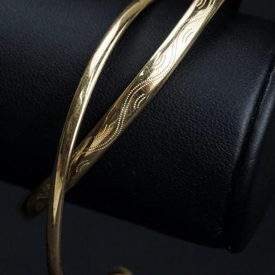 14K Gold Open Cuff Bracelets- 2.25" Wide
