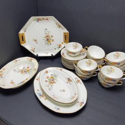 Antique Haviland Limoges “Peonies” China - Serving Pieces Plus Cups & Saucers