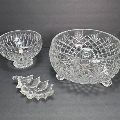 Vintage Waterford Marquis Crystal Sheridan Bowl (8") & Decorative Candy Dish (8x4", Germany) + More