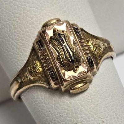 10K Gold Vintage 1952 High School Ring, Jostens  - Size 8