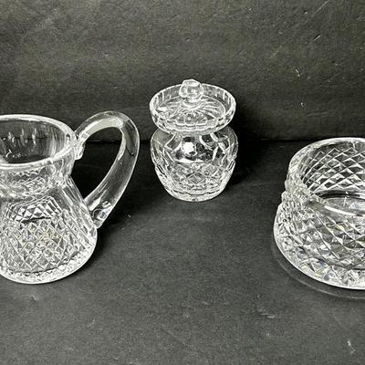 Waterford Crystal Alana 4" Bowl, 4" Creamer & 5" Lidded Jar