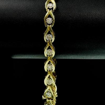 10K Gold Diamond Tennis Bracelet - 7"