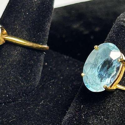 10k Gold Rings with Topaz & Clear Stone (2) - Size 6.5 & 7