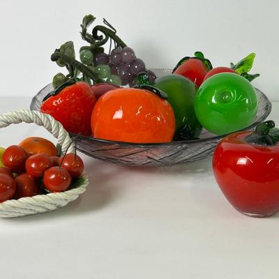 Murano-Style Glass Fruit & Vegetable Collection & MCM Ceramic Fruit Basket – Italy