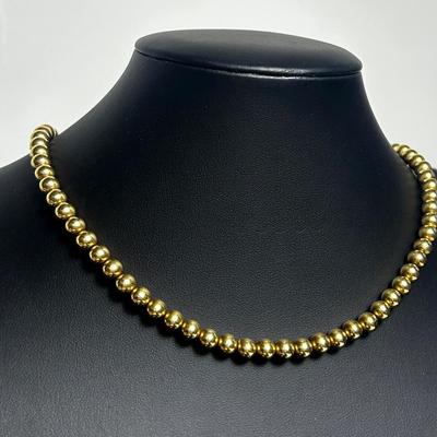 14k Gold Beaded Necklace - 15” L - Missing Clasp