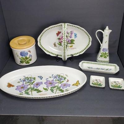 Portmeirion “Botanic Garden” Canister, Oil Cruet, Serving Trays & More