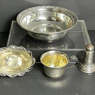 Sterling Silver Bowls, Cup & Shaker - Whiting & Wallace