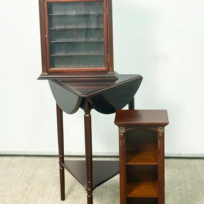 Bombay Drop Leaf Triangle Table 18x16x26”, Golf Ball Case 15x4x20” & Display Shelf 9x7x21”