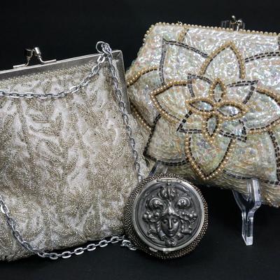 Edwardian Metal Mesh Coin Purse, Vintage Beaded Purses