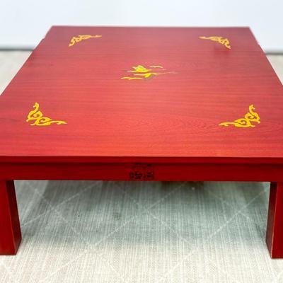 Hand-Painted Korean Folding Tatami Dining Low Wooden Table – 32x32x13"