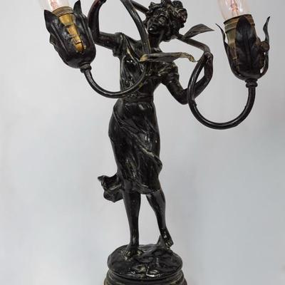 Art Nouveau Style Figural Lamp - 19”h