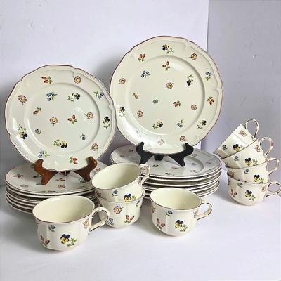 Villeroy & Boch Petite Fleur Tea Cups (8), 11" Dinner Plates (8) & 8" Dessert Plates (7)