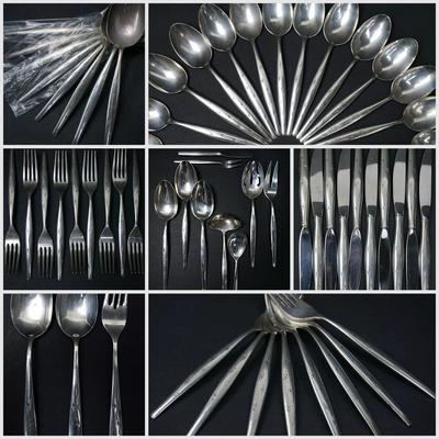 Marked Sterling Silver Gorham “Stardust” Flatware Set – 52 Pieces, Service for 10, MCM Vintage