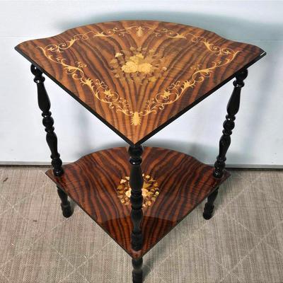 Marquetry Art Decor Corner Table - 24x17x30”