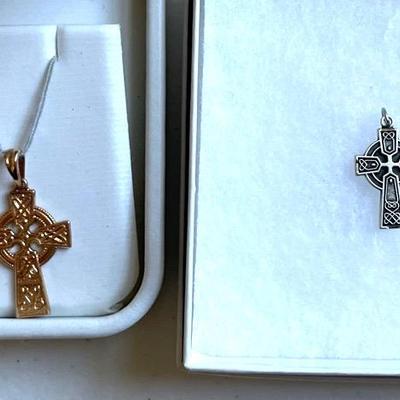 14k And Sterling Silver Celtic Cross Pendants