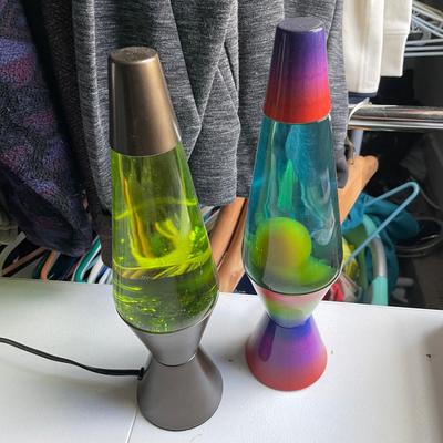 Two Lava Lamps (Brown And Multicolored Bases)