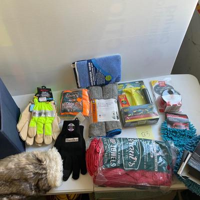 Lot Of New Gloves, Garage Rags Etc.