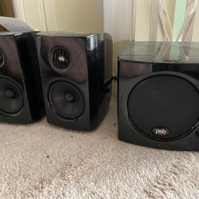 Set Of Three PSB Speakers And Subwoofer