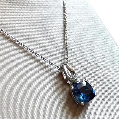 925 Sterling Silver And Blue Stone Necklace