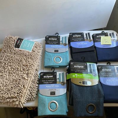 Lot Of New Curtain Panels And Bath Rug