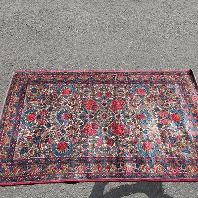 Antique Wool Kerman Oriental Rug From Iran