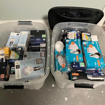 Lot Of New Light Bulbs (two Plastic Bins)
