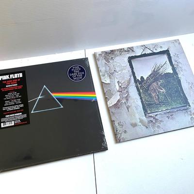 Two 33 Rpm Reproduction Pink Floyd And Led Zeppelin Records
