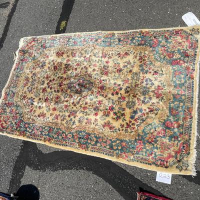 Antique Kerman Wool Oriental Rug From Iran