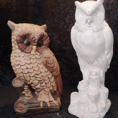 2 Home Decor Plaster OWLS - One Handpainted