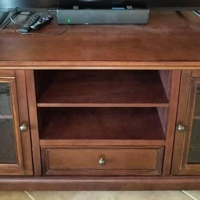Two Drawer Wooden Glass Door TV Stand / Cabinet