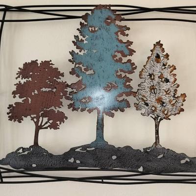 Rustic Grove Tree Metallic Wall Art Decor