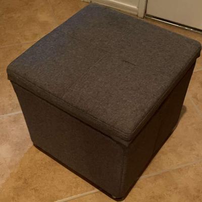 Charcoal Grey Padded Storage Stool 17x17x17"