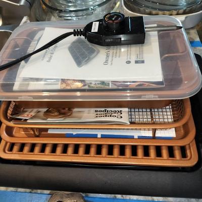Gotham Steel Electric Smoker + Copper Crisper & Copper Baking Sheet By Copper Chef