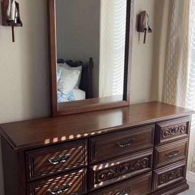 Vintage 9-Drawer Dresser With Mirror 