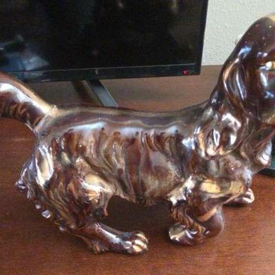 Vtg. Polished Mirror Copper/Gold Glaze Lg. Irish Setter Figurine10"×4"×7"