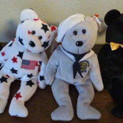 American Bear Benie Babies, 4 Bears & Trading Cards