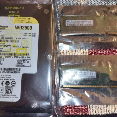 Western Digital 250 GB Brand New Hard Drive + 2 Samsung Ram Sticks